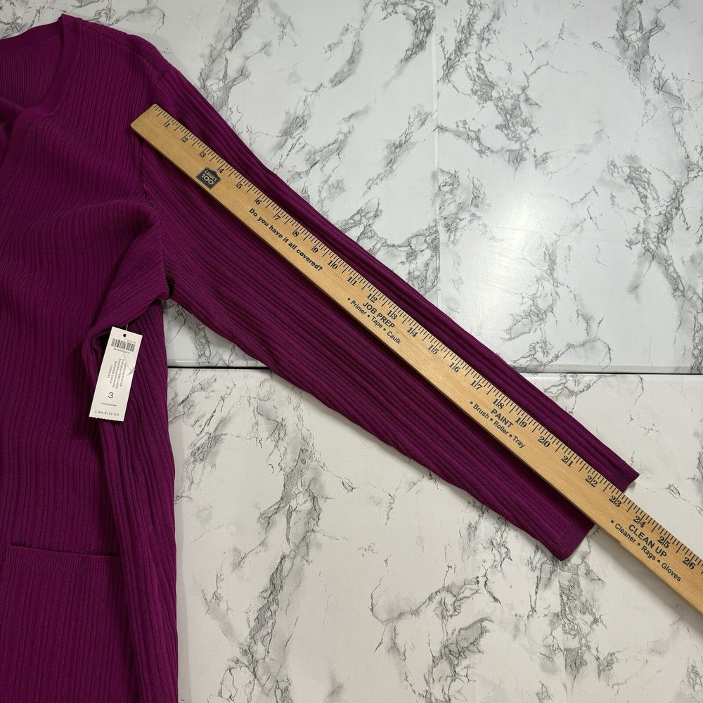 NEW‎ Chico's Ribbed Long Cardigan Sweater Blooming Dahlia Fuchsia Pockets 3 XL - Picture 8 of 13